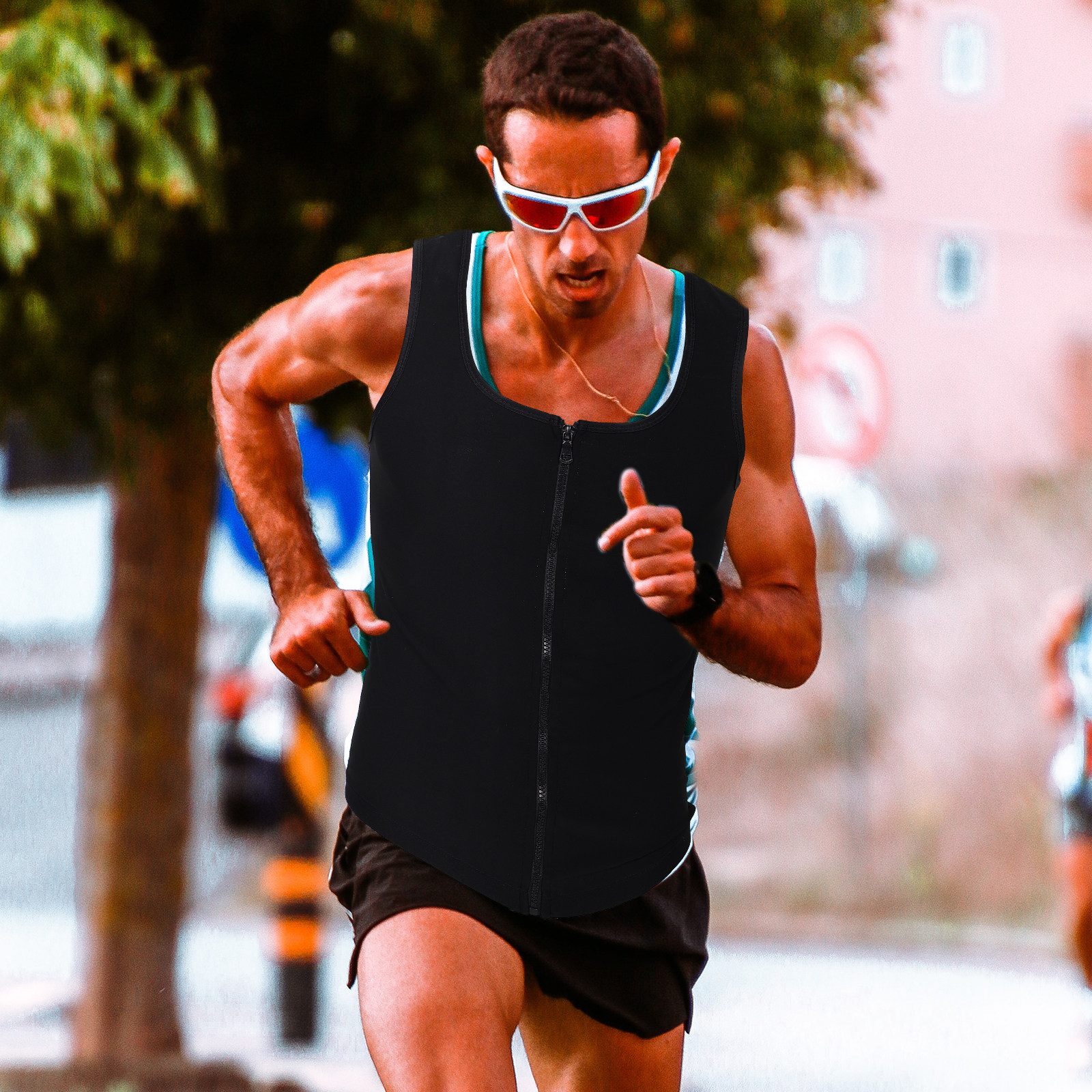 Yoga Fitness Trainer - Mens Zip Up Sweat Vest Workout