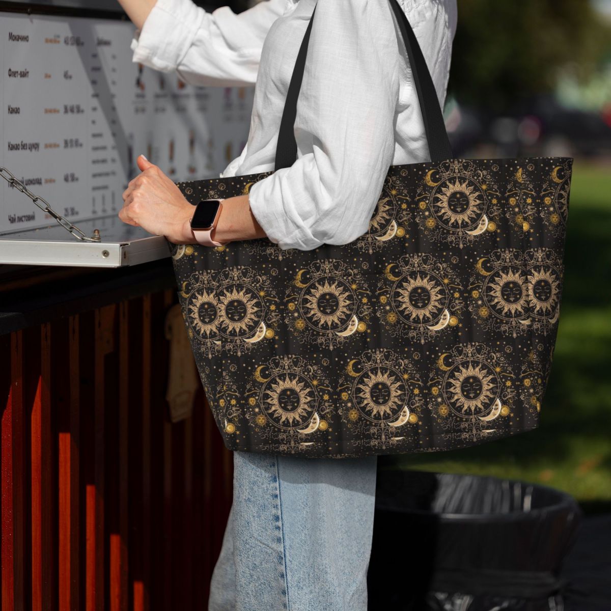 Boho Golden Crescent Moon And  – обзор и цена Yoga Fitness Tote