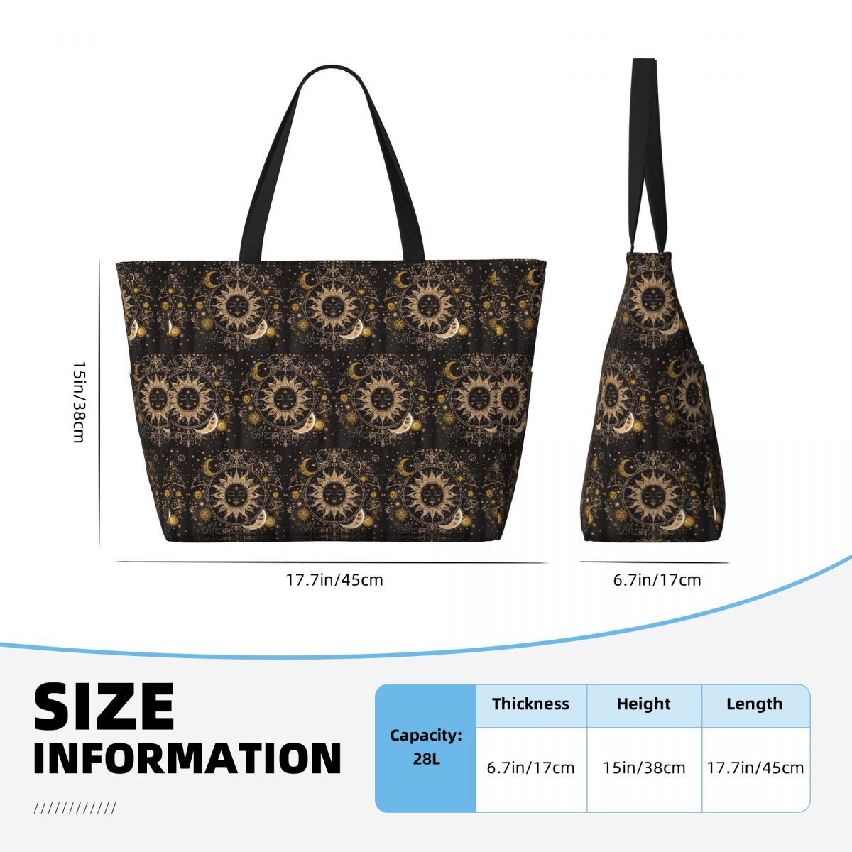 Boho Golden Crescent Moon And  – обзор и цена Yoga Fitness Tote